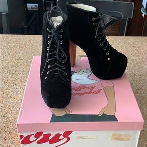 Jeffrey Campbell Lita Black Velvet Booties size 6